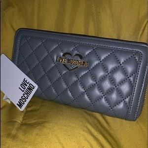 NWT LOVE MOSCHINO gray zippered wallet.